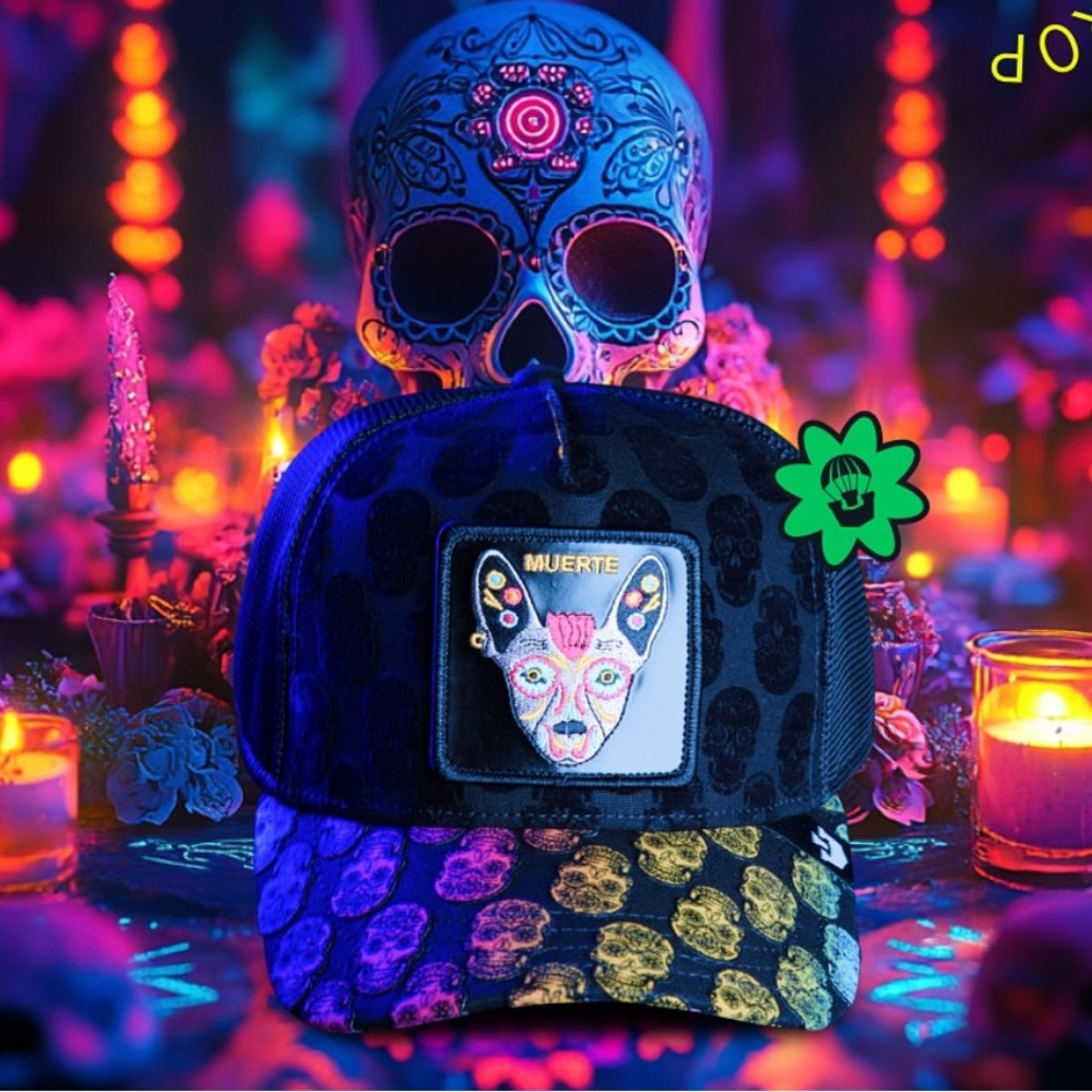 ⭐️NIB Limited Edition Goorin Brothers “Muerte” Chihuahua Trucker Hat